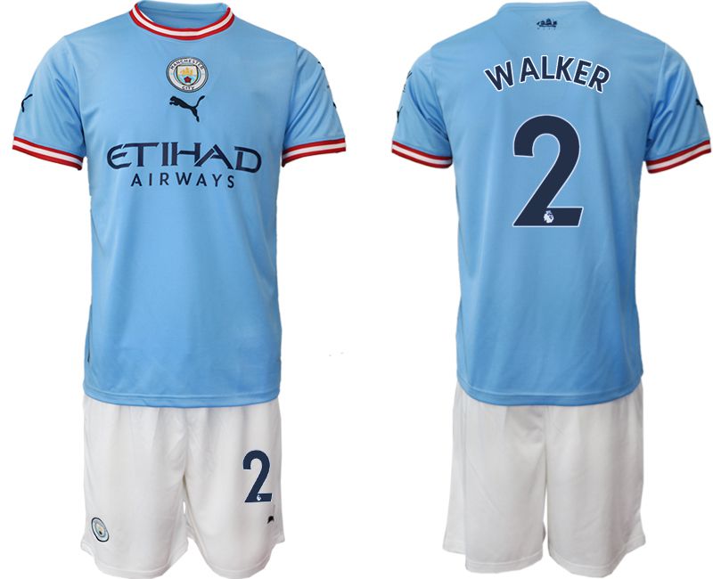 Cheap Men 2022-2023 Club Manchester City home blue 2 Soccer Jersey